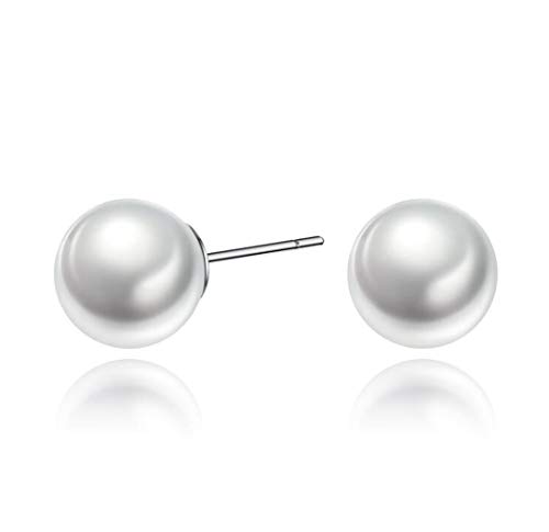 Yikoly Damen Mädchen Ohrringe Silber 925 Einfache Perle Klein Edel Ohrstecker Schmuck Studs für Töchter Freundin Frauen Anti-Allergie von Yikoly