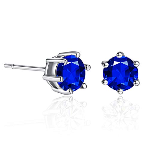 Yikoly Damen Mädchen Ohrringe Silber 925 Einfache Zirkonia Glitzer Ohrstecker Klein Mode OhrSchmuck Studs Geschenke für Töchter Freundin Frauen (Blau) von Yikoly