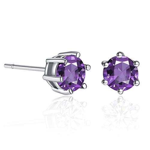 Yikoly Damen Mädchen Ohrringe Silber 925 Einfache Zirkonia Glitzer Ohrstecker Klein Mode OhrSchmuck Studs Geschenke für Töchter Freundin Frauen (Violet) von Yikoly