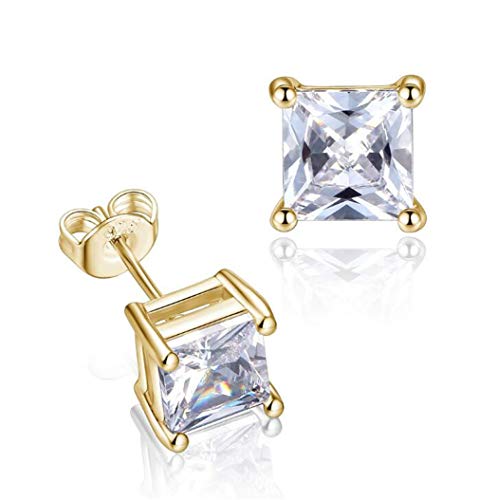 Yikoly Damen Mädchen Ohrringe Silber 925 Einfache Zirkonia Klein Ohrstecker Mode Studs ohrschmuck für Töchter Freundin Frauen (Gold) von Yikoly