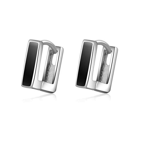 Yikoly 2 Paare Damen Mädchen Ohrringe Creolen Silber 925 Mode einfache Schwarz U-Form Klein Hoop Ohrstecker von Yikoly