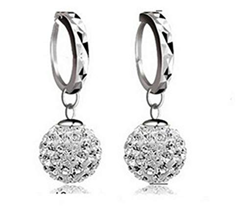 Yikoly Damen Mädchen Ohrringe creolen Silber 925 Mode mit Strass Perlen Bling Hoop Ohrstecker Ohrschmuck für Frauen Freundin von Yikoly