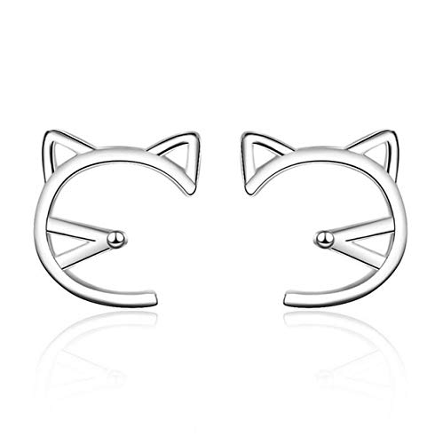 Yikoly Damen Ohrringe Silber 925 Einfache Hohl Süß Katze Ohrstecker mode Studs Schmuck für Töchter Mutter Frau Freundin von Yikoly