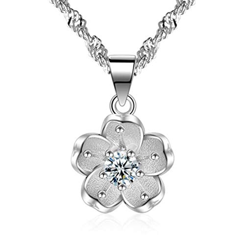 Yikoly Damen mädchen Kette silber 925 mit anhänger AAA Zirkonia Blumen Klein Kurz Halsreife Collier Y-Kette, Einfache Sommer Halskette Schmuck für Sie von Yikoly