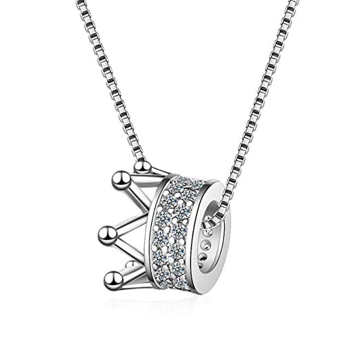 Yikoly Damen mädchen Kette silber 925 mit anhänger Mini-Krone Zirkonia Glitzer Kurz Halsreife Y-Ketten Schmuck Geschenke für Frauen/Freundin/Mama von Yikoly