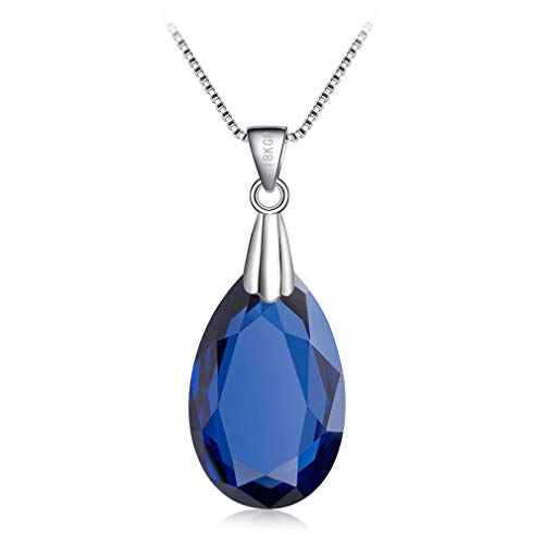 Yikoly Damen mädchen Kette silber 925 mit anhänger Mode Glückliche Tropfen Kristall Glitzer Y-Ketten,Kurz Colliers für Weihnachtstag Geburtstag geschenke (Blau) von Yikoly