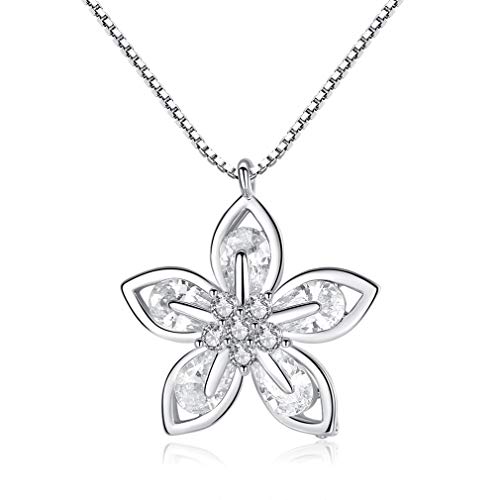 Yikoly Damen mädchen Kette silber 925 mit anhänger Mode Zirkonia Glitzer Blumen Y-Ketten,als Geschenke für Tochter Freundin von Yikoly