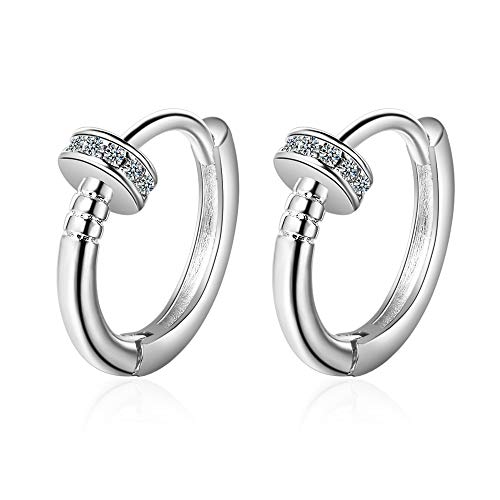 Yikoly Ohrringe Damen Herren Silber 925 AAA Zirkonia mode Einfache Bling Unisex Hoop Studs für Herren Frauen (Silber) von Yikoly