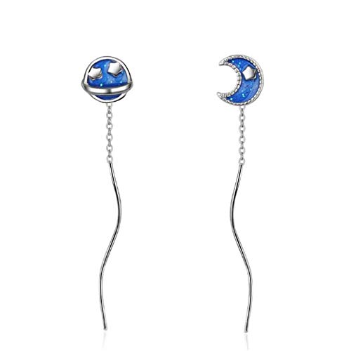 Yikoly Ohrringe Damen Mädchen Ohrhänger Silber 925 Tassel Blau Sterne Lange Ohrstecker Mode Studs für Töchter Mutter Frau Freundin,Hypoallergen von Yikoly