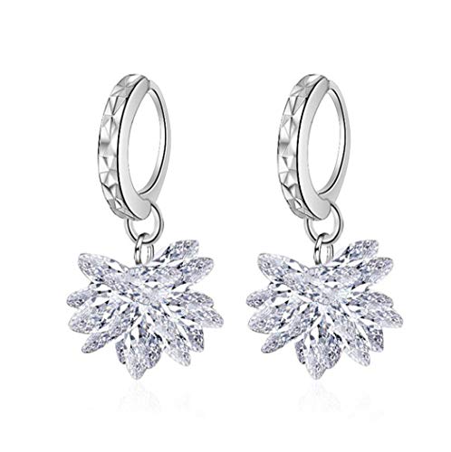 Yikoly Ohrringe Damen Mädchen creolen Silber 925 Glitzer Strass Lange Schneeflocke Mode Ohrstecker Süss Hoop Ohrschmuck von Yikoly