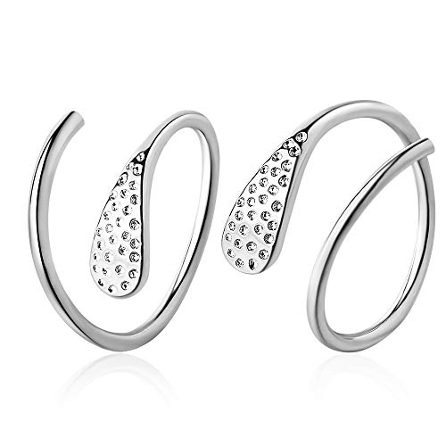 Yikoly Ohrringe Damen Silber 925 Creolen Einfache Spiral- Linie Süss Zirkonia Ohrstecker Mode Hoop Ohrschmuck Ohrlinie (Silber) von Yikoly