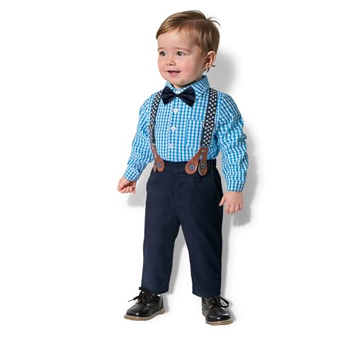 Yilaku Baby Jungen Kleidung Kleikind Anzug Hosen Hemd Strampler Hochzeit Taufanzug Festlich Bekleidungssets für Kleikind Kinder,Blau,90 von Yilaku