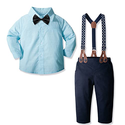 Yilaku Baby Jungen Kleidung Kleikind Anzug Hosen Hemd Strampler Hochzeit Taufanzug Festlich Bekleidungssets für Kleikind Kinder,Himmelblau,120 von Yilaku