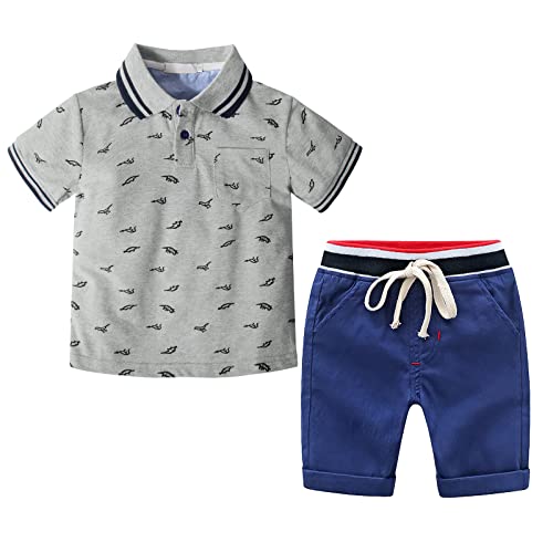 Yilaku Jungen Sommerkleidung Kurzärmlige Plain-Poloshirts mit elastischen Shorts Outfits Set von Yilaku