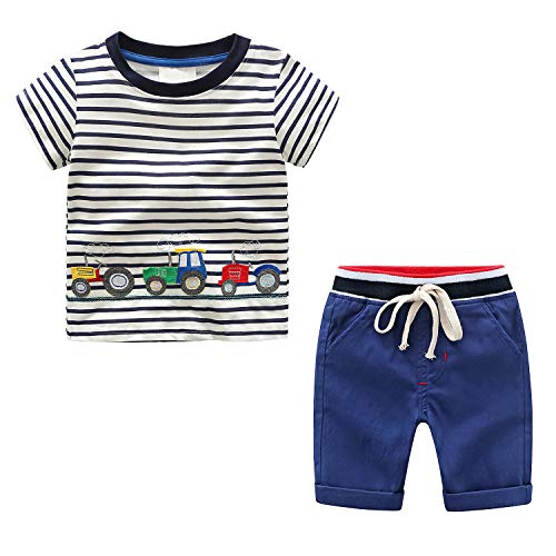 Yilaku Kleinkind Kinder Baby Jungen Sommer Kurzarm T-Shirt Tops + Shorts Hosen Outfit Kleidung Set Kausale Kleidung von Yilaku