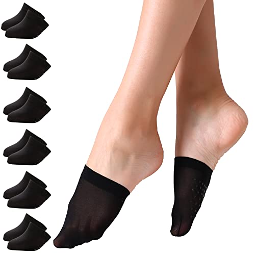 Yilanmy 6 Paar Zehensocken Damen Unsichtbare Halbsocken Atmungsaktive Rutschfeste Vorfußsocken Zehentopper Liner für High Heels (6 Paar Schwarz) von Yilanmy