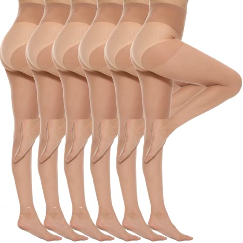 Yilanmy 6er-Pack Strumpfhosen Für Damen 20 Den Transparent Matt Feinstrumpfhose mit Stretch Komfortbund-6 Paare Hautfarbe,M von Yilanmy