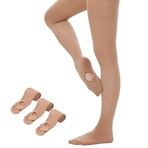 Yilanmy Ballett Strumpfhose Damen Cabrio Tanzstrumpfhose mit Fersenloch für 40 den 3 Paare (Light Suntan, S-M) von Yilanmy