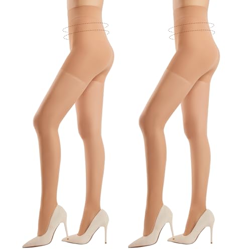 Yilanmy Bauchweg Strumpfhosen für Damen 30D Transparente Feinstrumpfhose Hoher Taille Figurformende Stützstrumpfhose (Hautfarbe,S) von Yilanmy