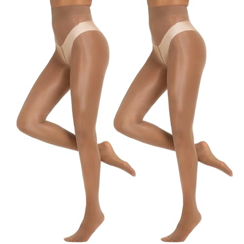 Yilanmy Damen Strumpfhose Glänzende Sexy Öl Glanz Strumpfhosen 15 Denier Hohe Taille Feinstrumpfhose Damen Ultradünne-Braun*2 Paare, L/XL Yilanmy Damen Strumpfhose Glänzende Sexy Öl Glanz Strumpfhosen 15 Denier Hohe Taille Feinstrumpfhose Damen Ultradünne-Braun*2 Paare, L/XL von Yilanmy