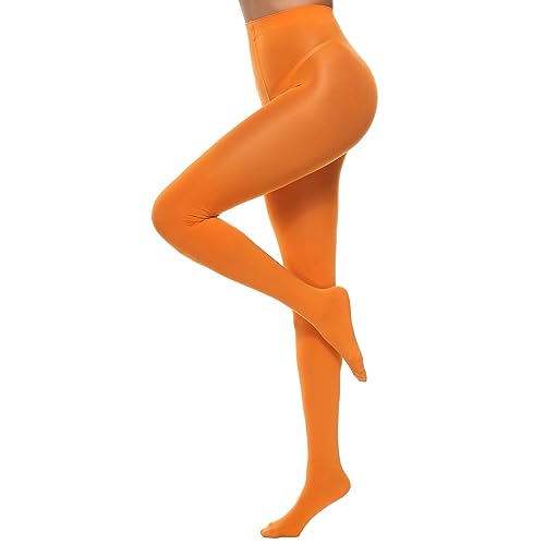 Yilanmy Damen Strumpfhosen Bunte 70 DEN Blickdicht Microfaser Feinstrumpfhose Trendfarben-Orange,S/M von Yilanmy