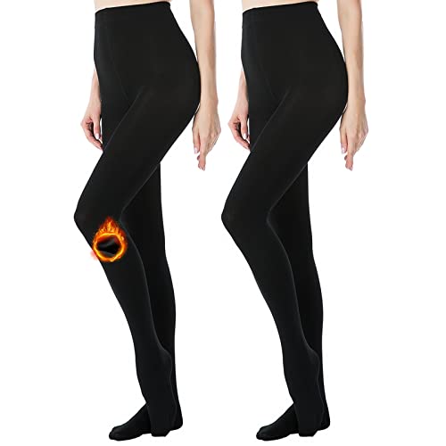 Yilanmy Damen Thermo Strumpfhose 400 Den Blickdicht Schwarz Warm Winter Fleece Gefütterte Strumpfhose 2 Paar-XXL von Yilanmy