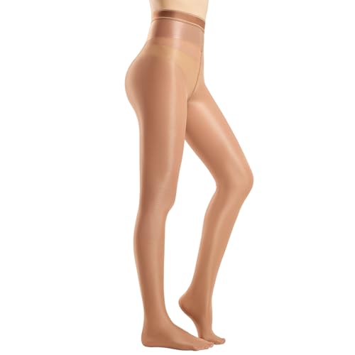 Yilanmy Glänzende Strumpfhose Damen Ölig Glanz Hohe Taille Strumpfhose Glossy Tanzstrumpfhose 70 DEN,M von Yilanmy