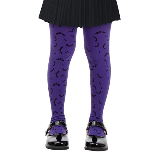 Yilanmy Halloween Strumpfhose Mädchen Lila Spinnennetz Hexe Fledermaus Halloween Strumpfhose Kostüm Kinder Leggings von Yilanmy