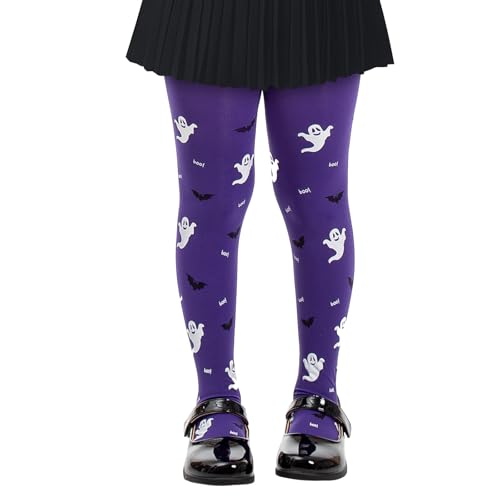 Yilanmy Halloween Strumpfhose Mädchen Lila Spinnennetz Hexe Fledermaus Halloween Strumpfhose Kostüm Kinder Leggings von Yilanmy