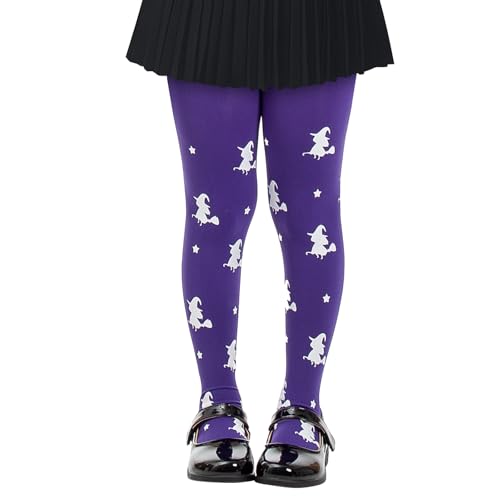Yilanmy Halloween Strumpfhose Mädchen Lila Spinnennetz Hexe Fledermaus Halloween Strumpfhose Kostüm Kinder Leggings von Yilanmy