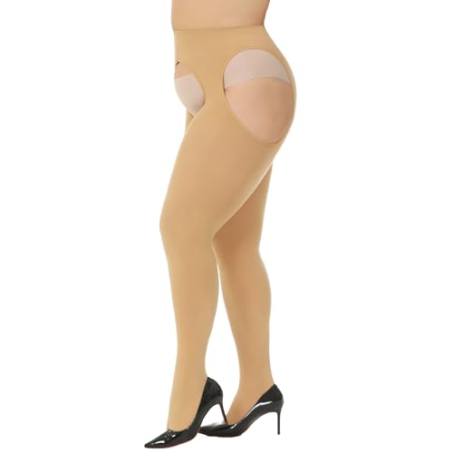 Yilanmy Strapsstrumpfhose für Damen Strumpfhose Große Größen Schwarze Blickdicht 120D Strumpfhose Ouvert von Yilanmy
