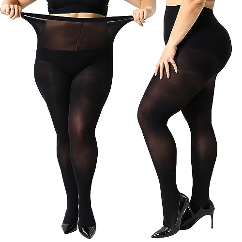 Yilanmy Strumpfhose Damen Größen Große 2 Paar 70 DEN Blickdichte Übergröße Nylonstrumpfhose (3XL-2 Paar Schwarz) von Yilanmy