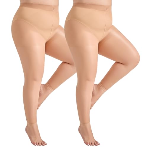 Yilanmy Strumpfhosen Damen Ohne Fuss Grosse Grössen 40 Den Bauchweg Strumpfhose Semi-Transparent Hohe Taille Leggings Schwarz Hautfarbe von Yilanmy