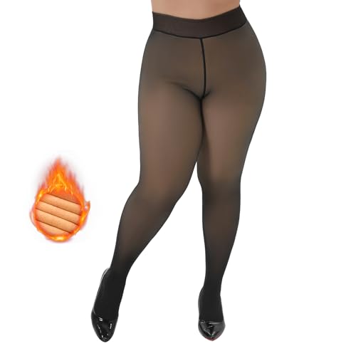 Yilanmy Therme Strumpfhose Damen Grosse Grössen Winter Warme Gefütterte Strumpfhose Dicke Therme Leggings Damen XL-4XL von Yilanmy