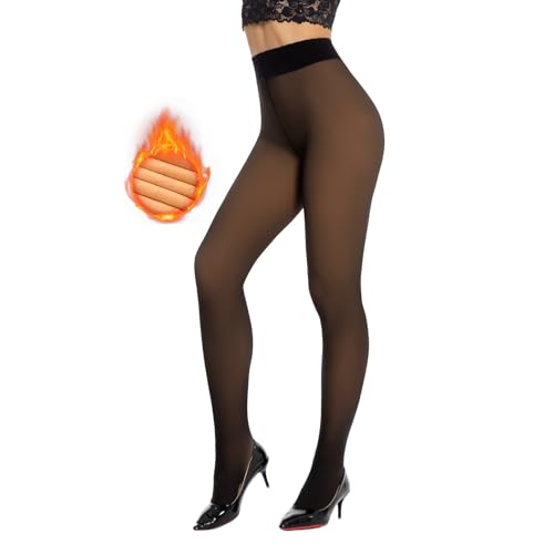 Yilanmy Thermo Strumpfhose Damen Winter Gefüttert Strumpfhose Fleece Warme Gefälschte Durchscheinend Thermostrumpfhose Dicke Plüsch Leggings von Yilanmy