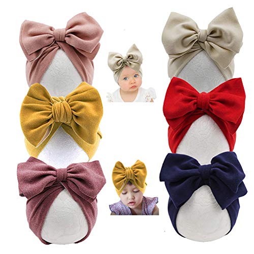 Yili Maizi 6 Stück Hüte mit Schleife für Kleinkinder, weiche Turban-Kappe, für Babys, Mädchen, Neugeborene, Kleinkinder, Kinder von Yili Maizi