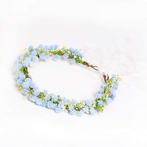 Yili Maizi Baby-Atem-Blumen-Haarband mit grünem Blatt, Bohemian-Blumen-Kopfschmuck, Haarkranz für Damen, Hochzeitszubehör von Yili Maizi