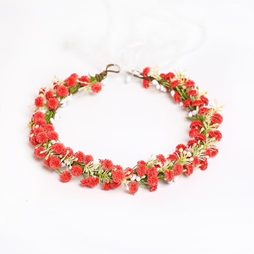 Yili Maizi Baby-Atem-Blumen-Haarband mit grünem Blatt, Bohemian-Blumen-Kopfschmuck, Haarkranz für Damen, Hochzeitszubehör von Yili Maizi