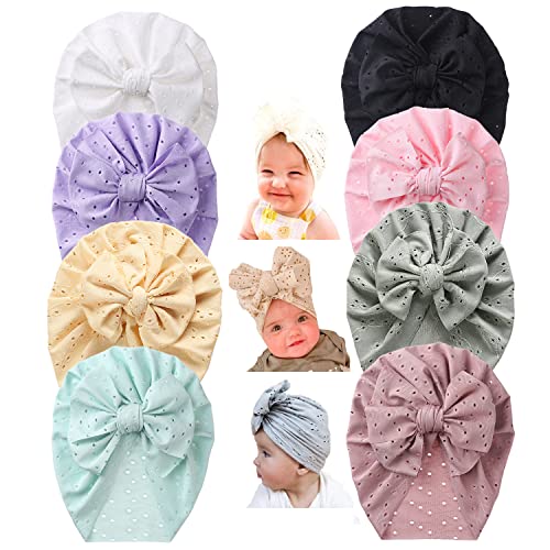 Yili Maizi Baby Turban Neugeborenes Baby Baumwolltuch Turban Kleinkind Kaninchen Krankenhaus Hut Ohrhut Kinder Set Kopfkappe, Style 02-8-Pack Atmungsaktiver Netzanzug, von Yili Maizi