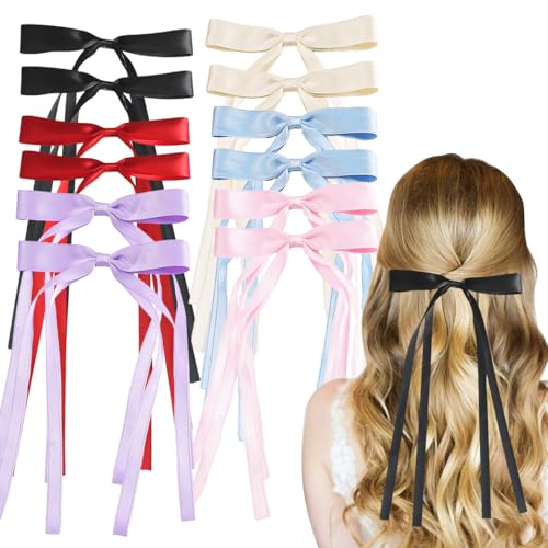 12 Stück Seidige Satin-Haarschleifen,Haarschleifen Clips Pferdeschwanzhalter Metallklammern Haarschleife für Damen Haarspangen Schleife für Mädchen Frauen von YiliYa