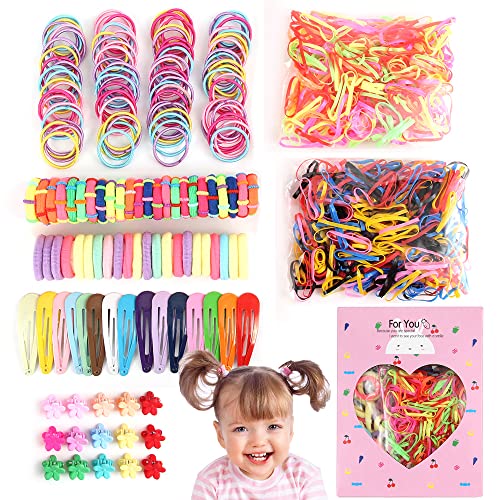 780 Stück Mädchen Haarschmuck Set, Baby Haargummis Set, Haarspangen Haarnadeln, Mini Haarclip, Haarseile, Haarbänder, Rosa Geschenkbox für Mädchen baby Kinder von YiliYa