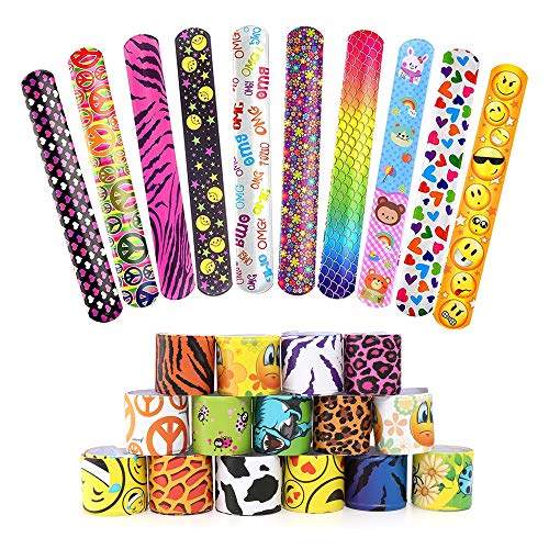 Snap Armbänder 25Pcs Bunte Schnapparmbänder Slap Bands Silikon Wristband Party Bag Füllstoffe Slap Armbänder für Kinder Jungen Mädchen Birthday von YiliYa