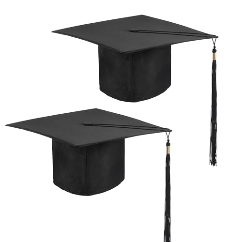 YiliYa 2 Pcs Bachelor Hut Doktorhut Graduation Hut Cap Absolventenkappe Studentenhut Verstellbar Bachelor Abschluss für Abschlussfeiern vom Studium Universität Hochschule Abitur Schwarz von YiliYa