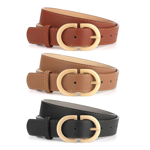 YiliYa 3 Stücke Damen Ledergürtel Leder Gürtel Damengürtel mit Goldener Schnalle Mode Damen Leder Gürtel für Jeans Hosen Schwarz/Braun/Beige YiliYa 3 Stücke Damen Ledergürtel Leder Gürtel Damengürtel mit Goldener Schnalle Mode Damen Leder Gürtel für Jeans Hosen Schwarz/Braun/Beige von YiliYa