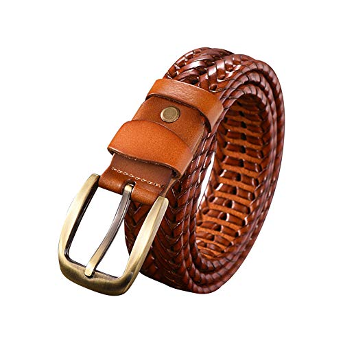 Yiliankeji Geflochtener Leder Gürtel Herren - Männer RetroLeder Handgestrickte Geflochten Gürtel mit Metallschnalle Verstellbarer von Yiliankeji