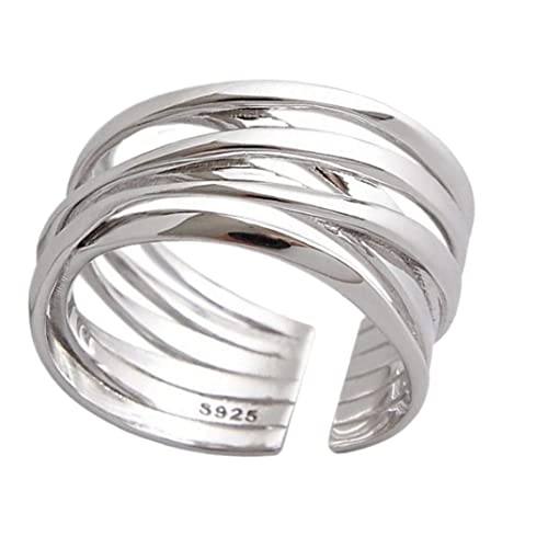 1pcs 925 Sterling Silber Open Finger Ring Statement Mehrschichtlinien -Wickel -Schmuckgeschenk für Frauen von Yililay