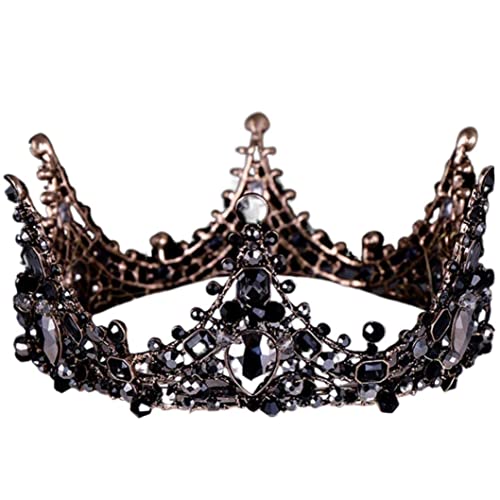 Barock schwarzer Brautkristall Tiara Gothic Hochzeit Kopfbedeckung Vintage Queen Hair Accessoires für Frauen und Mädchen (Typ 3) Allerheiligen Allerday Dekor von Yililay