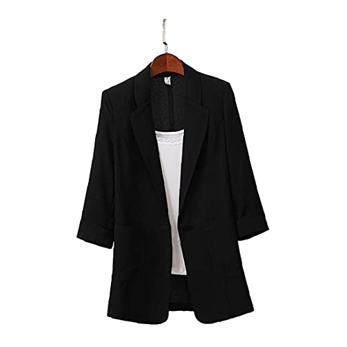 Yililay Damenanzug Jacken & Blazer, Frauen Blazer Anzüge Büro Dame Formale Jacken Lose Fit Frauen Casual Blazer Mantel Schwarz 2XL von Yililay