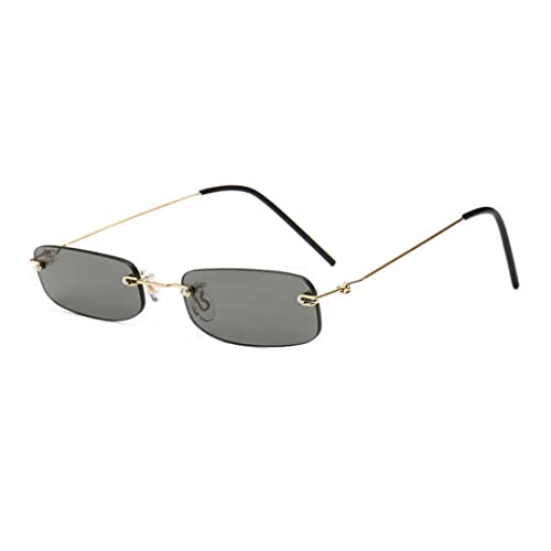 Yililay Sonnenbrille, rechteckige Sonnenbrille, vintage schmale, randlose Sonnenbrille für Männer Frauen von Yililay