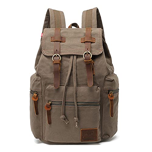 Yimidear® Canvas Rucksack Vintage Rucksack Schulrucksack Retro Rucksack Daypack Backpack Lederrucksack Wanderrucksack Reisetasche Laptoprucksack für Herren Damen Jungen Mädchen von Yimidear